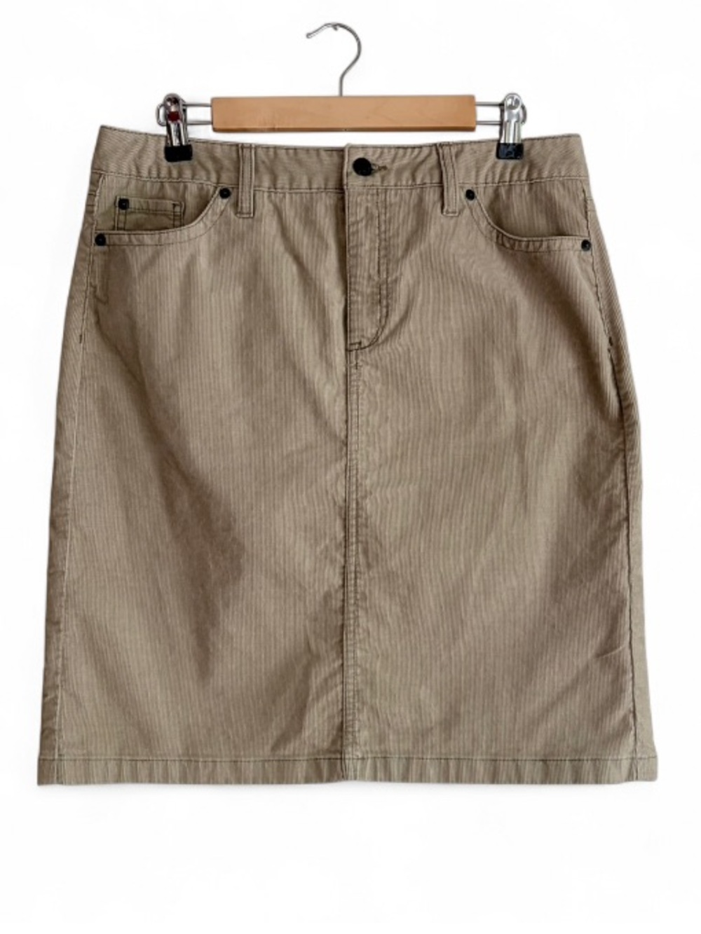 L.L. Bean Tan Corduroy Pencil Skirt Size 10